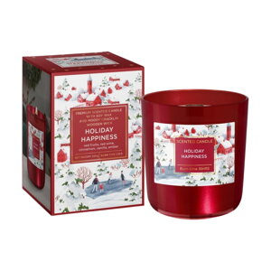  Sviečka v skle 150g Sójový vosk + drevený knôt - Winter Time_cervena