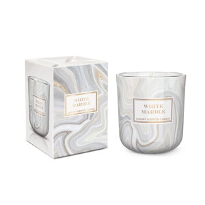 Sviečka v skle 150g – MARBLE_biela