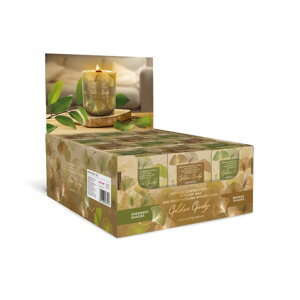 Sviečka v skle 150g Sójový vosk + drevený knôt - GOLDEN GINKO 