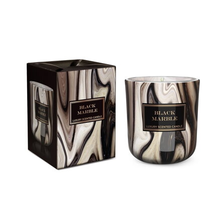 Sviečka v skle 150g – MARBLE - Čierna