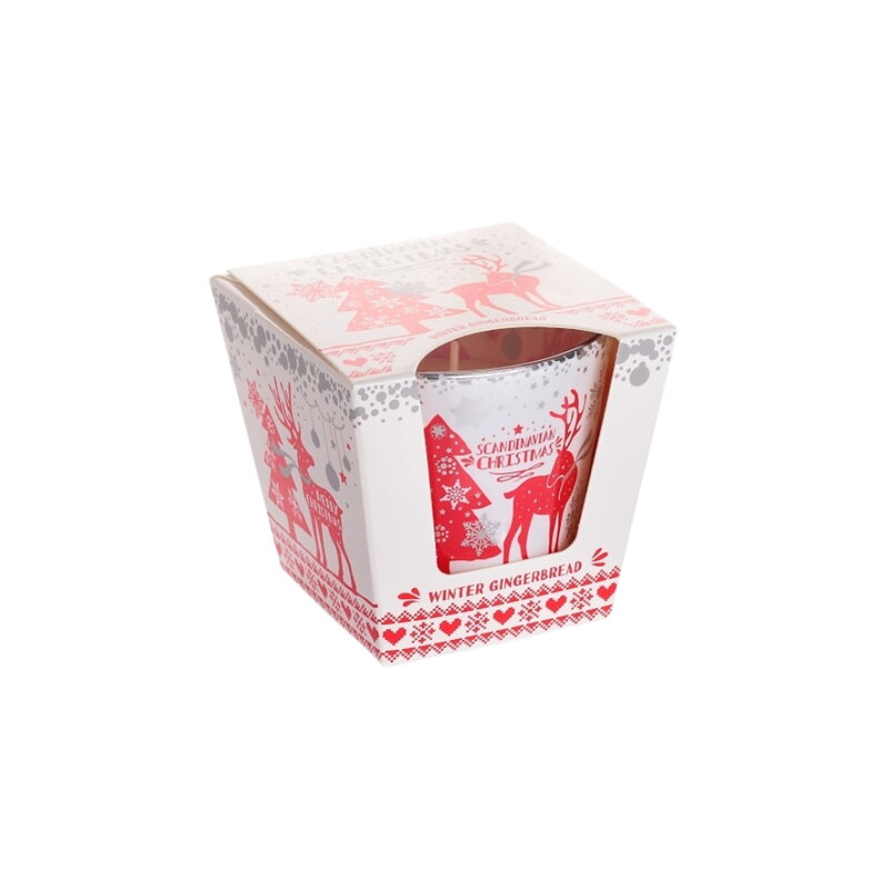 Sviečka v kónickom skle 115g - Scandinavian Christmas - Biela