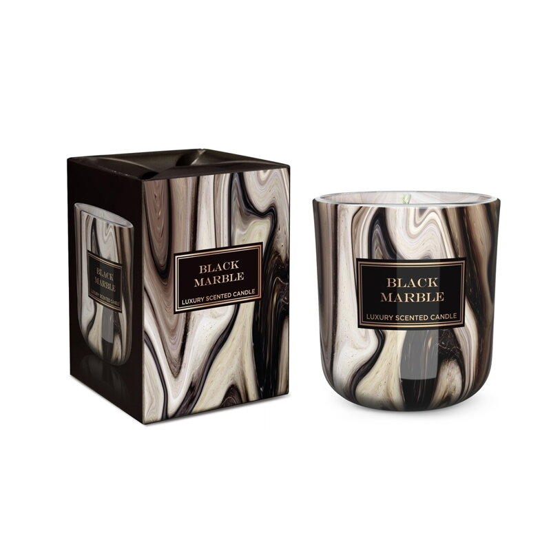 Sviečka v skle 150g – MARBLE - Čierna